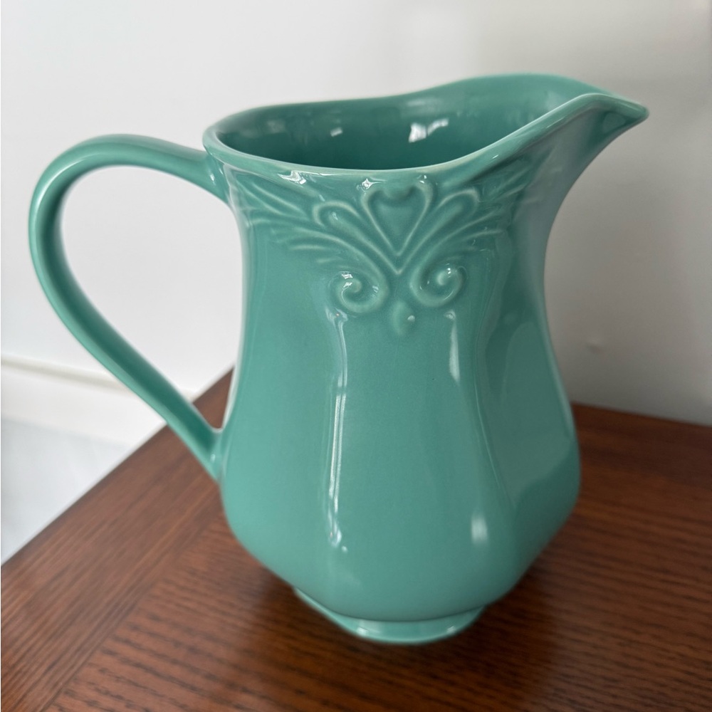 Nocal Lda Turquoise Ceramic Pitcher Made in Portugal  64 oz.